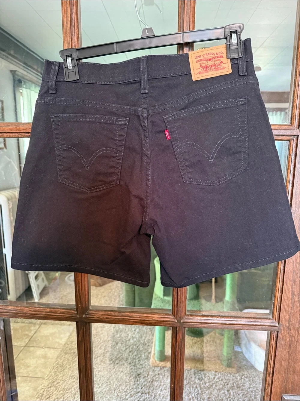 Levis Classic Fit Stretch Black Denim‎ Shorts Womens Size 12 MIS High Rise